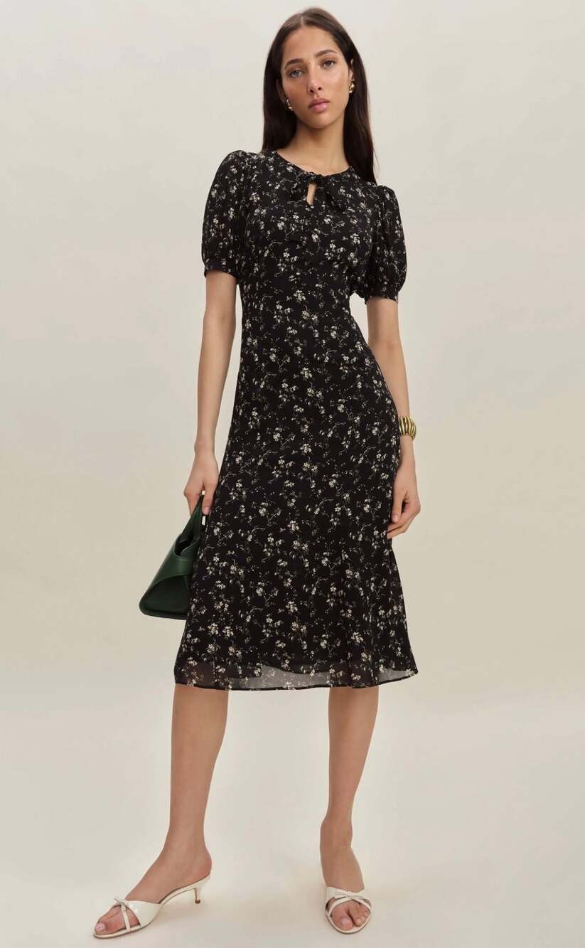 Reformation Delia Midi Dress in Lucien Print Size 6